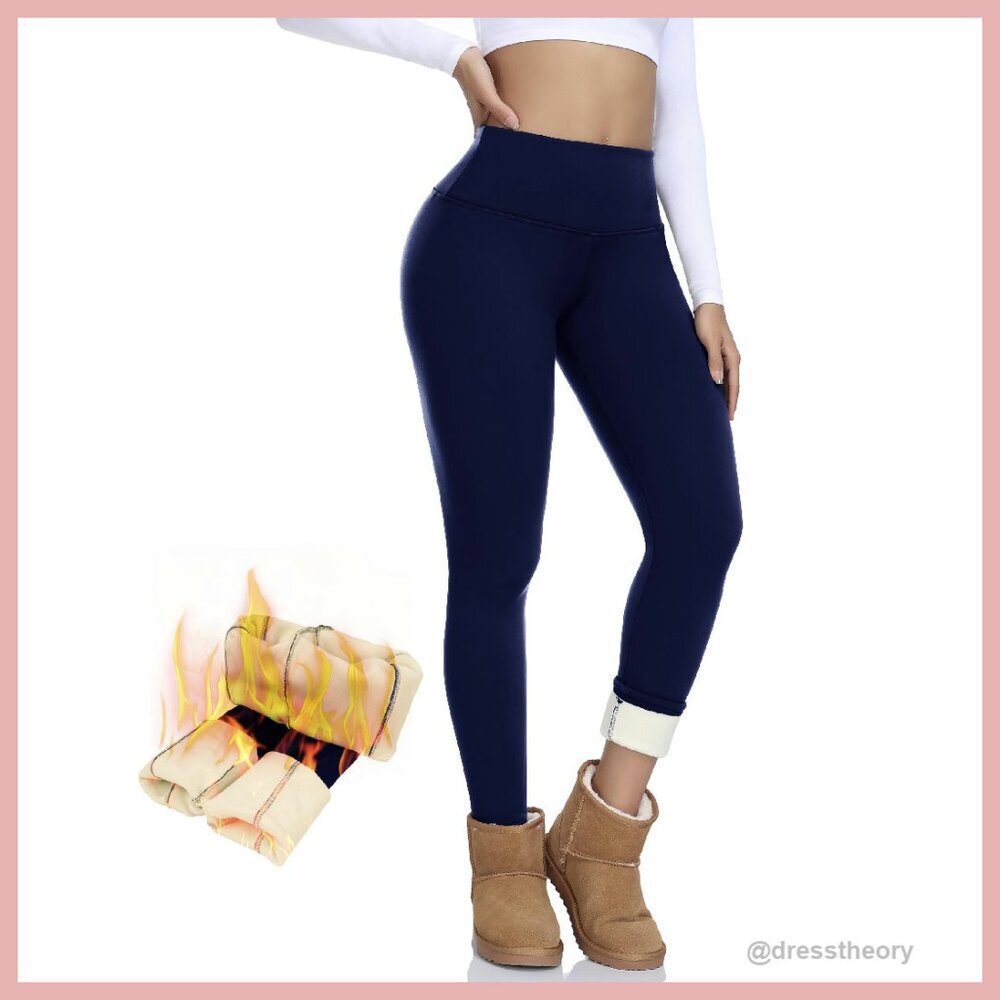Thick Fleece Lined Leggings High Waisted Thermal Yoga Pants Tummy Control